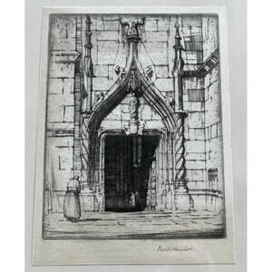 Louis Conrad Rosenberg Etching Chapelle Paris France MIT Boston Portland Print